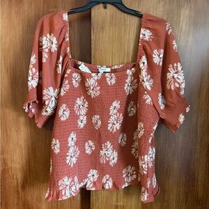 NWT Madewell Puff-Sleeve Smocked Bodice Blouse | Moody Blooms | Women’s Plus XXL